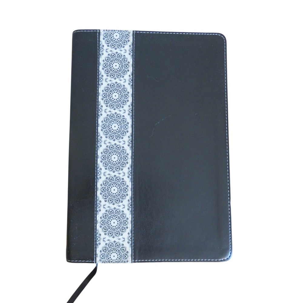 NIV Life Application Study Bible Black Ivory Floral LeatherLike Red Letter 1997
